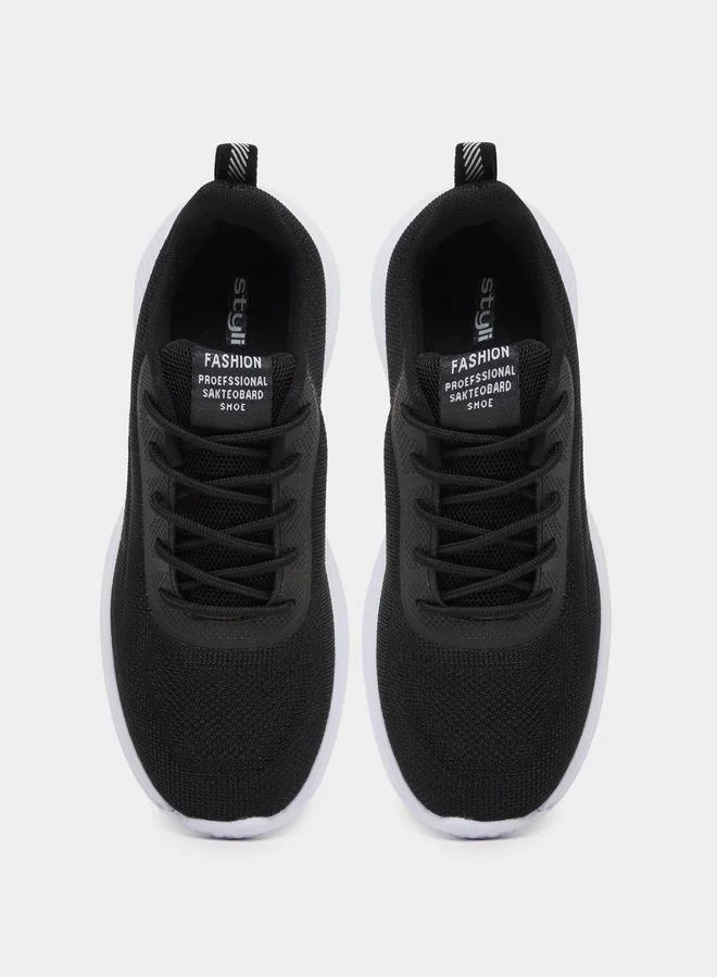 Styli Styli Solid Lace Up Sneakers