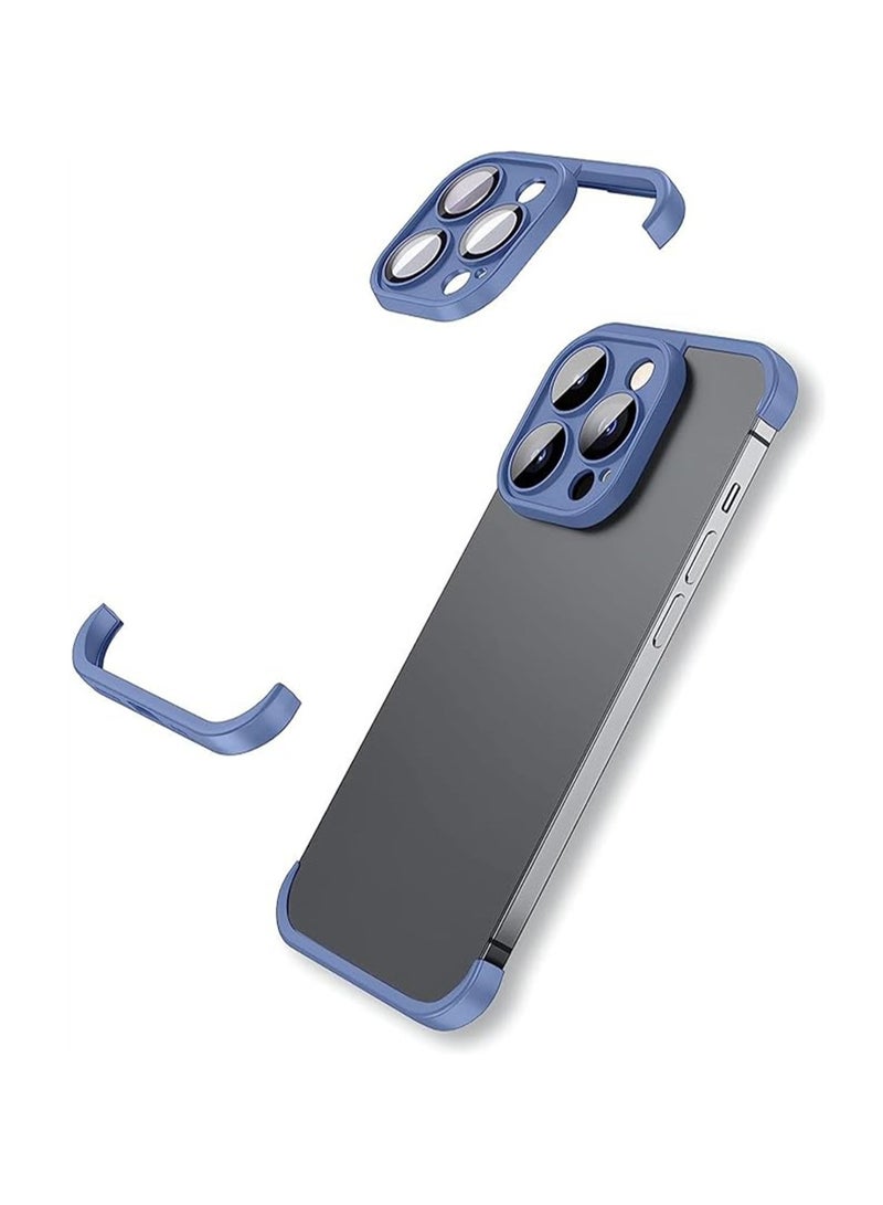 KASTWAVE iPhone Case TPU Bumper, Frameless Bumper Case with Camera Lens Protector for iPhone 15 Pro Max, Slim Fit No Back No Frame Design TPU Bumper, Excellent Heat Dissipation, 1 Pcs, Blue - Image 1