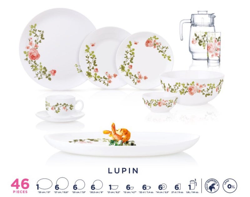 طقم عشاء ديوالي من لوبين مكون من 46 قطعة