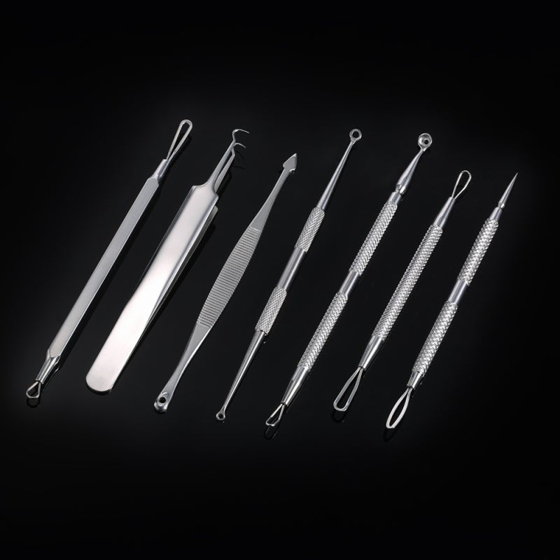 Abody 7pcs Blackhead Tool Acne Clip Facial Comedone Needle Set Facial Pimple Tweezer Stainless Steel Blemish Extractor - Image 4