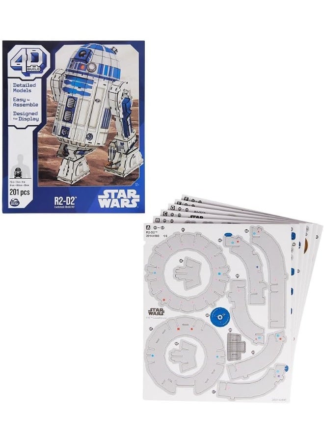 STAR WARS مجموعة 4D Build 6069817 R2-D2 من الكرتون، 201 قطعة، لعبة ستار وورز، ديكور طاولة، لعبة بناء، مجموعة نموذج ثلاثي الأبعاد للبالغين والمراهقين - Image 3