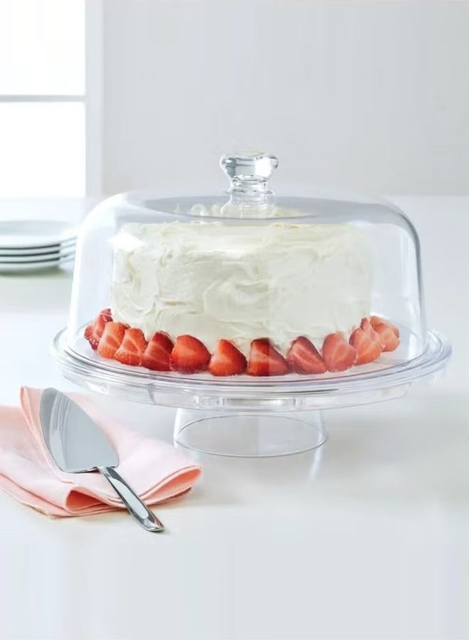 HOMESTAR Multi-Function Acrylic Cake Stand With Lid Clear  - Image 1