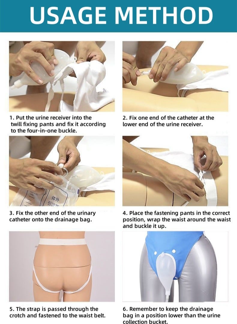 Loquat Reusable Silicone Urine Collector with Portable Wearable Urinary Drainage Bag System Wearable Washable Urinal Collector for Old Men while Sleeping Bed Patients for Female Male - Image 5