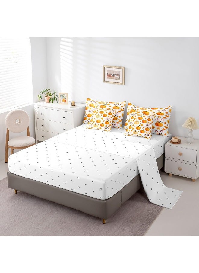 Erosebridal - Erosebridal 7Pcs Pumpkin Comforter Sets Twin Size, Happy Fall Y'all Comforter Set Autumn Leaves Bed in a Bag - Image 1