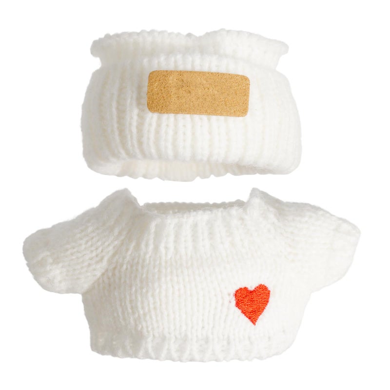 Beofinest 17cm Doll Clothes Set White Heart Knit Hat Top 2 PCS Unisex No Doll - Image 3