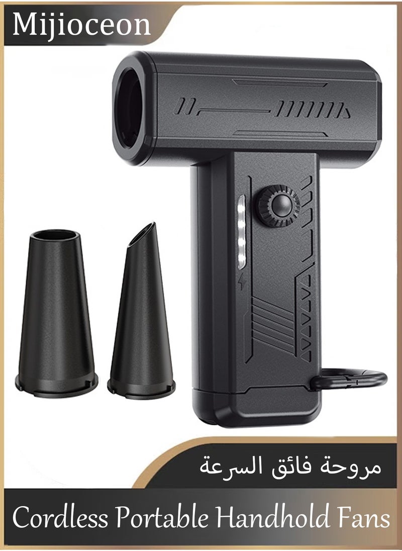 Mijioceon Cordless Handheld Powerful Blower Fans, 130,000 RPM Electronic Air Blower with 100-Speed Adjustable Power, Cordless Leaf Blower with Led Lights, Air Blower Jet Fan LED Turbo Blower Turbo Violent Brushless Fan Outdoor Portable Mini Handheld Dryer with Large Battery, and Type-C Fast Charging  - Image 1