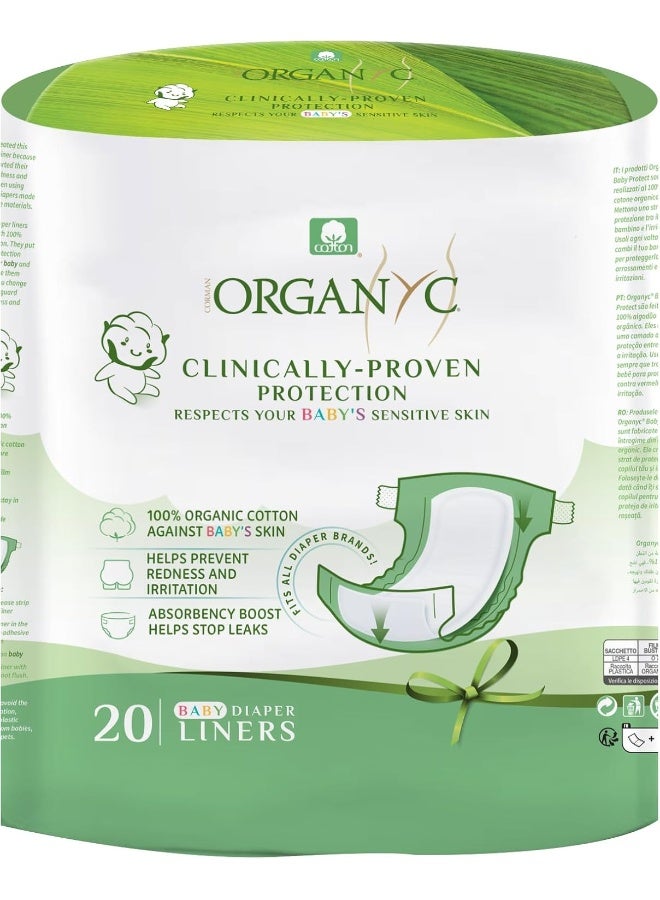 Organyc 100% Certified Organic Cotton Baby Diaper Liner Fits all brands diapers, 20 count - Image 1
