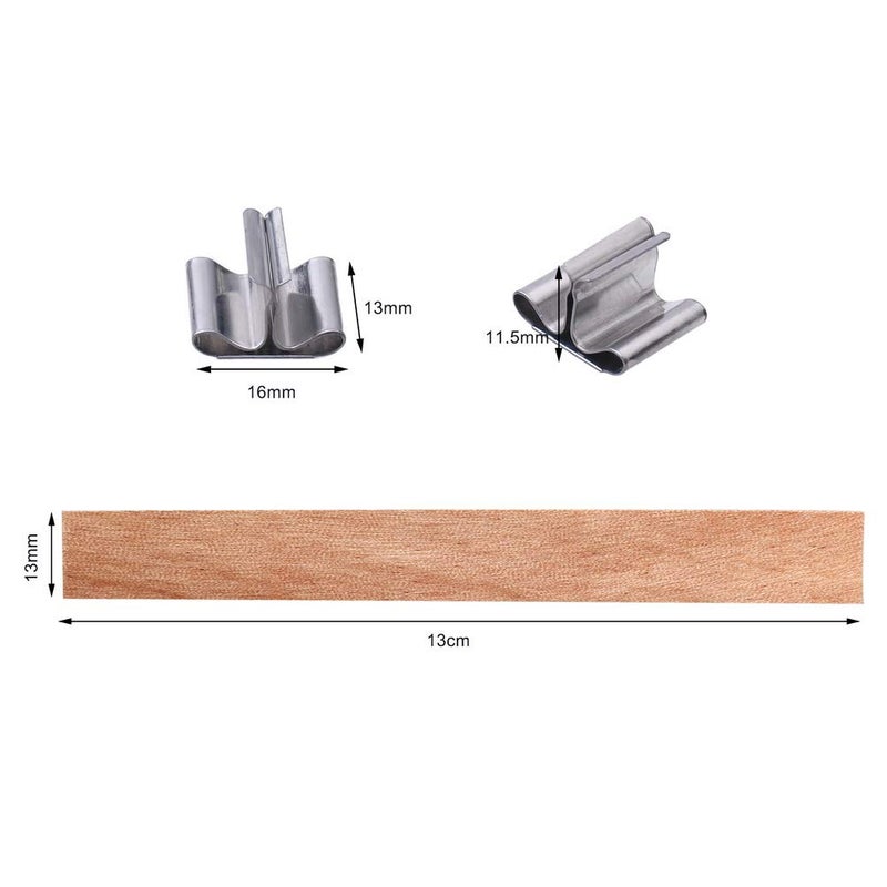 Pengxiaomei 100 pcs Wooden Candle Wicks kit, Include 50 Pcs 5.1 X 0.5 Inch Candle Making Wicks and 50 Pcs Iron Stand Naturally Smokeless Wooden Candle Wicks Candle Cores for DIY Candle Making - Image 3