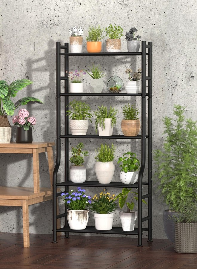 Livilord Plant Stand Indoor Outdoor,5-Tier Metal Tall Plant Stands for Multiple Flower Planter Holder, Large Waterproof Plant Shelf for Living Room Garden Balcony, Black - Image 4