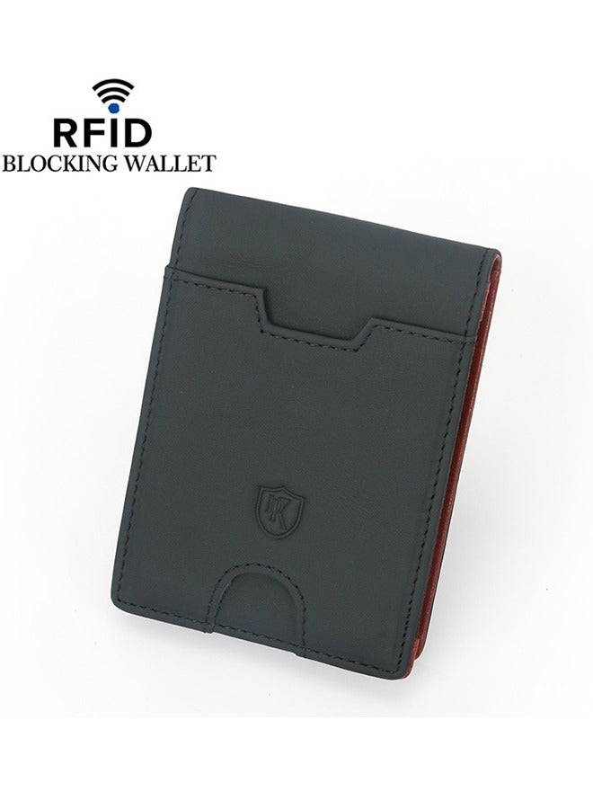 RFID Blocking Genuine Leather Men's Wallet - Card Holder Coin Holder Bag Travel Essentials With Money Clip And Coin Pocket  - Image 1