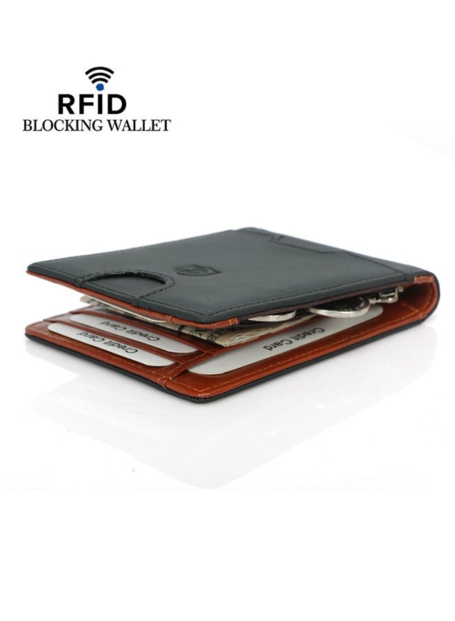 RFID Blocking Genuine Leather Men's Wallet - Card Holder Coin Holder Bag Travel Essentials With Money Clip And Coin Pocket  - Image 2