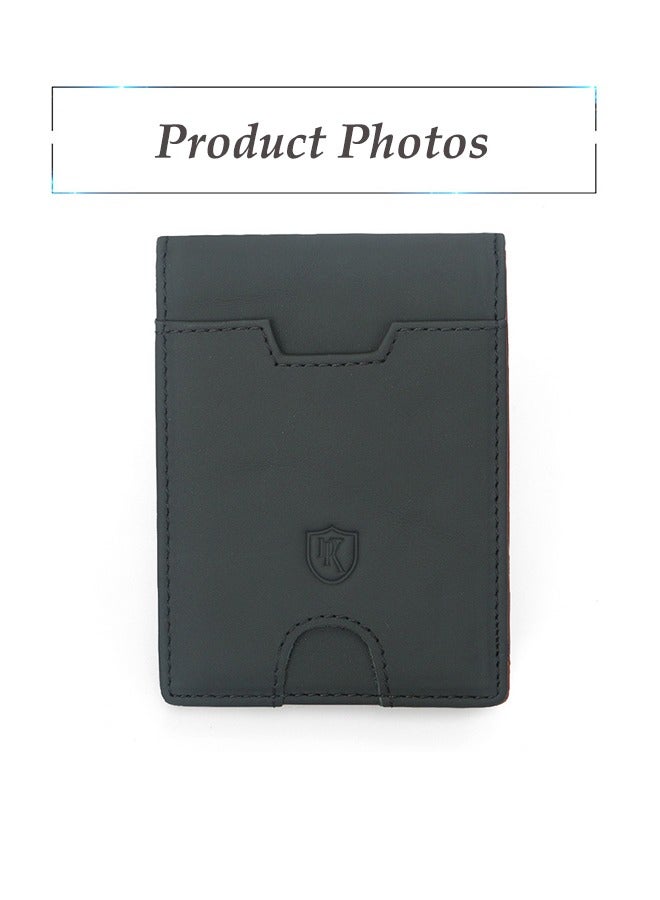 RFID Blocking Genuine Leather Men's Wallet - Card Holder Coin Holder Bag Travel Essentials With Money Clip And Coin Pocket  - Image 5