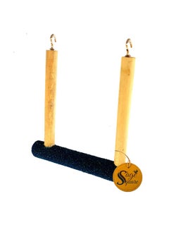 Sage Square Natural Wood Sand Perch Playful Climbing Cage Accessory Hanging Perch Bird Stand/Toy (Size - 5" X 6.5")  - Image 3