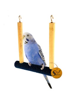 Sage Square Natural Wood Sand Perch Playful Climbing Cage Accessory Hanging Perch Bird Stand/Toy (Size - 5" X 6.5")  - Image 1