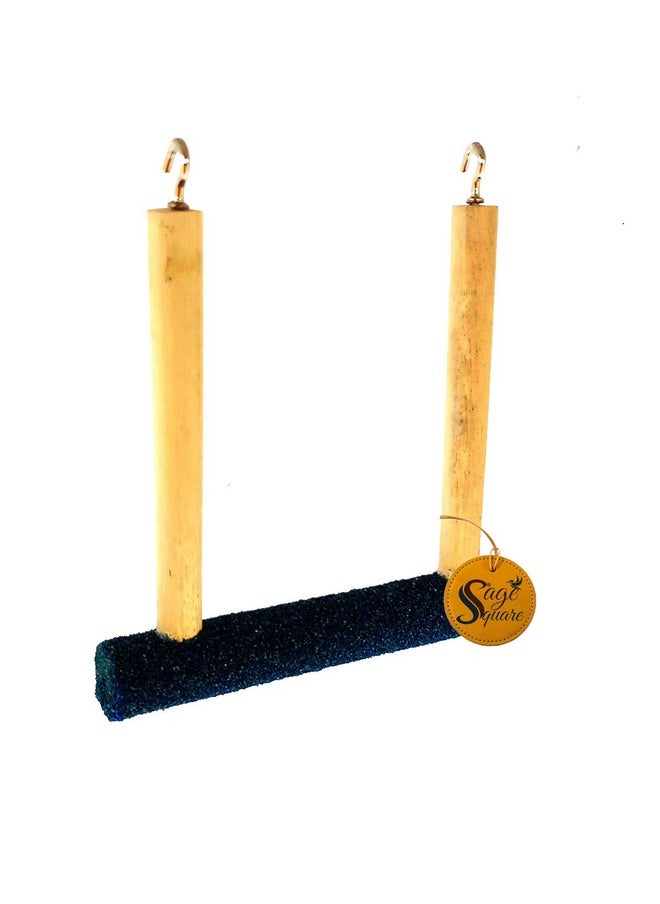 Sage Square Natural Wood Sand Perch Playful Climbing Cage Accessory Hanging Perch Bird Stand/Toy (Size - 5" X 6.5")  - Image 4