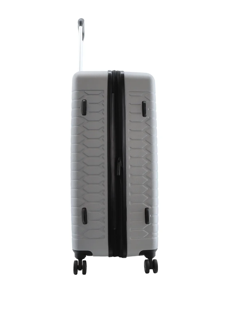Discovery Discovery Reptile ABS Hardshell Large Check-In Luggage Silver, Durable Lightweight Expandable Suitcase, 4 Double Wheel With TSA Lock Trolley Bag (28 Inch).
