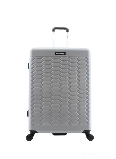 Discovery Discovery Reptile ABS Hardshell Large Check-In Luggage Silver, Durable Lightweight Expandable Suitcase, 4 Double Wheel With TSA Lock Trolley Bag (28 Inch).
