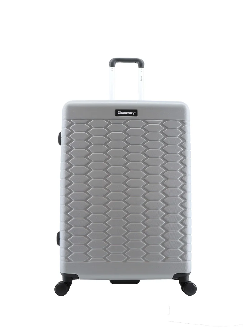 Discovery Discovery Reptile ABS Hardshell Large Check-In Luggage Silver, Durable Lightweight Expandable Suitcase, 4 Double Wheel With TSA Lock Trolley Bag (28 Inch).