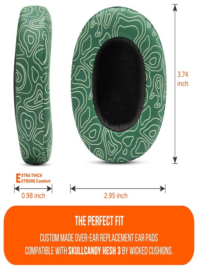 WC وسادات أذن بديلة متوافقة مع سماعات Skullcandy Hesh 3 وCrusher فوق الأذن، من إنتاج Wicked Cushions | متانة وسماكة وراحة محسّنة | لون الزمرد - Image 5
