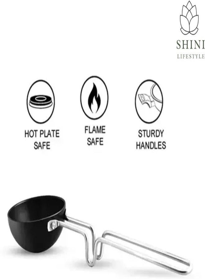 BZ_ Aluminium Hard Anodized Tadka Pan, Spices Pan (Size - 10cm, 2PC) Tadka Pan 10 cm diameter 0.2 L capacity (Aluminium, Non-stick) - Image 4