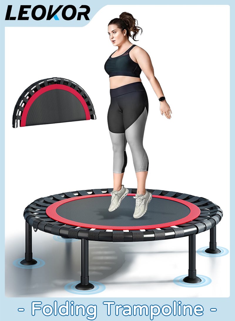 ليوكور ترامبولين قابل للطي مقاس 40 بوصة للبالغين والأطفال، سعة ثابتة 330 رطل، مستقر وهادئ للتمرين الداخلي/الخارجي - Image 1