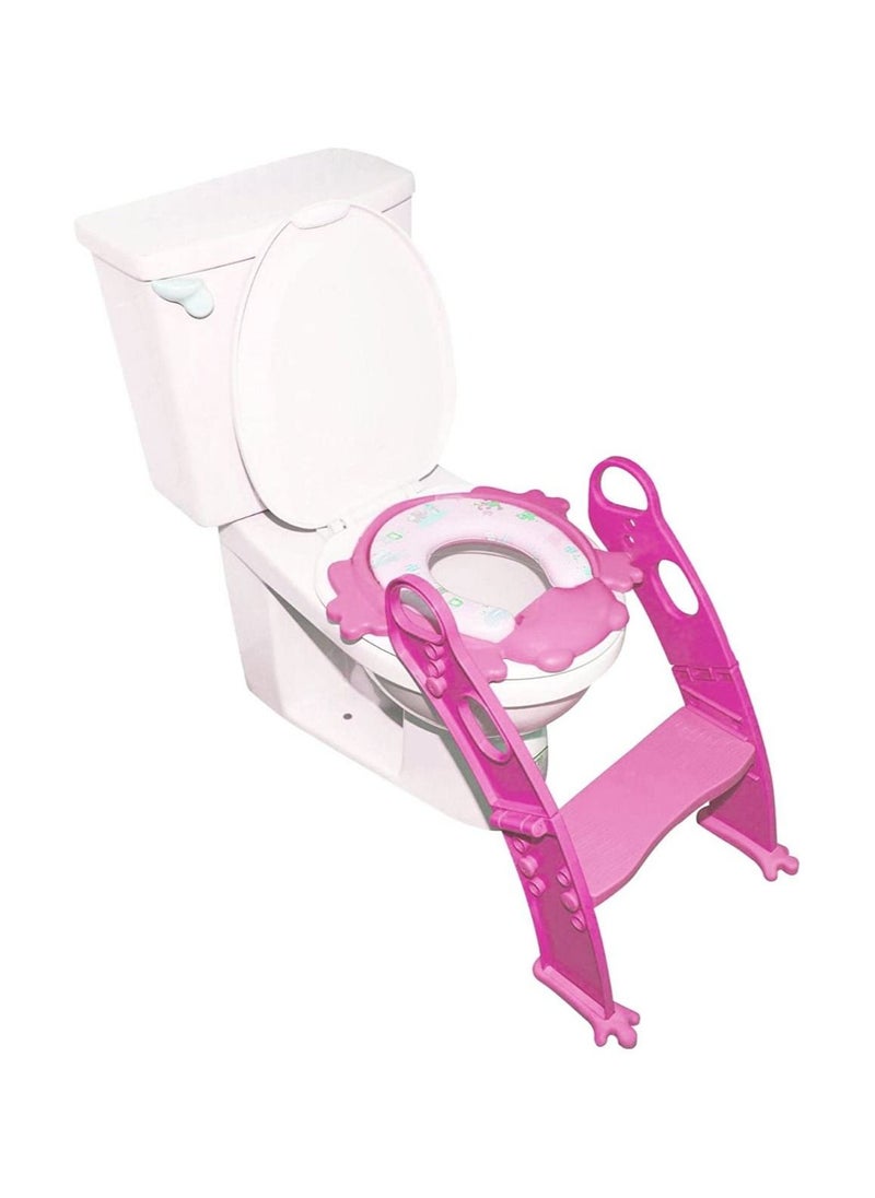 Frog Shape Cushion Potty Seat With Ladder Pink