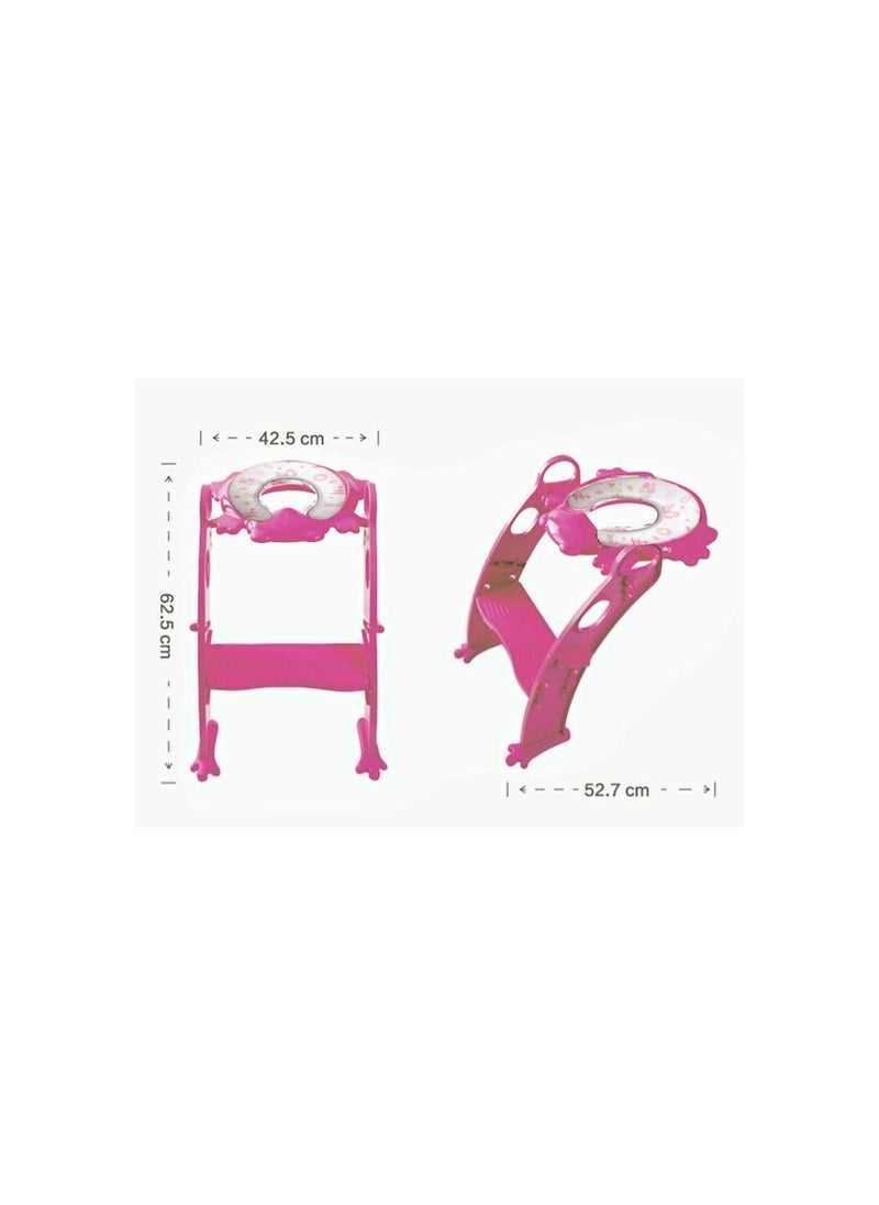 Frog Shape Cushion Potty Seat With Ladder Pink