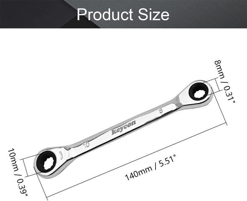 Utoolmart Ratcheting Wrench, 8mm x 10mm Metric Double Box End Wrench, CR-V Steel - Image 2