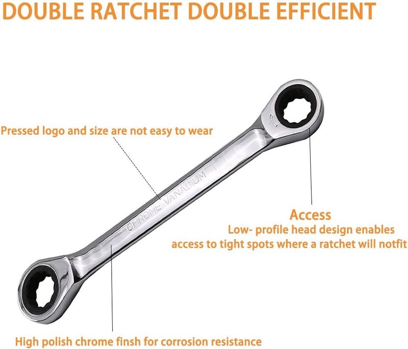 Utoolmart Ratcheting Wrench, 8mm x 10mm Metric Double Box End Wrench, CR-V Steel - Image 5