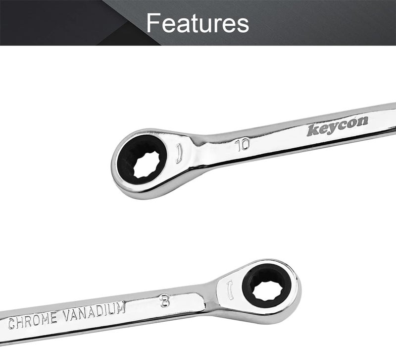 Utoolmart Ratcheting Wrench, 8mm x 10mm Metric Double Box End Wrench, CR-V Steel - Image 3