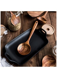 XICEN 6-Piece Wooden Spoons for Cooking,flat spatula+ three-line spatula+ slotted spoon + seasoning spoon+ large spoon+ storage bucket  - Image 5