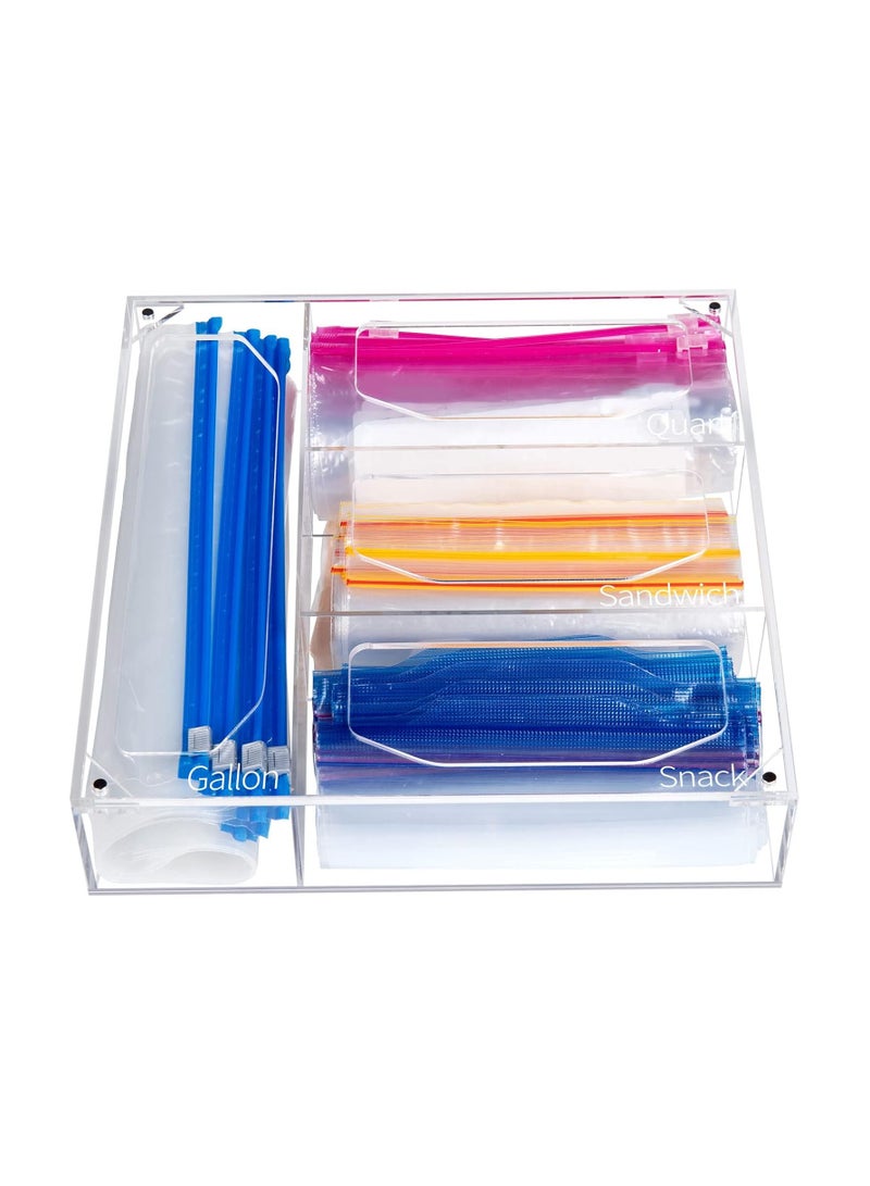 TPGP Bag Storage Organizer, Acrylic Baggie Organizer, Compatible With Gallon, Slide Quart, Sandwich, and Snack Bags (Hexagonal Opening, Clear)  - Image 1