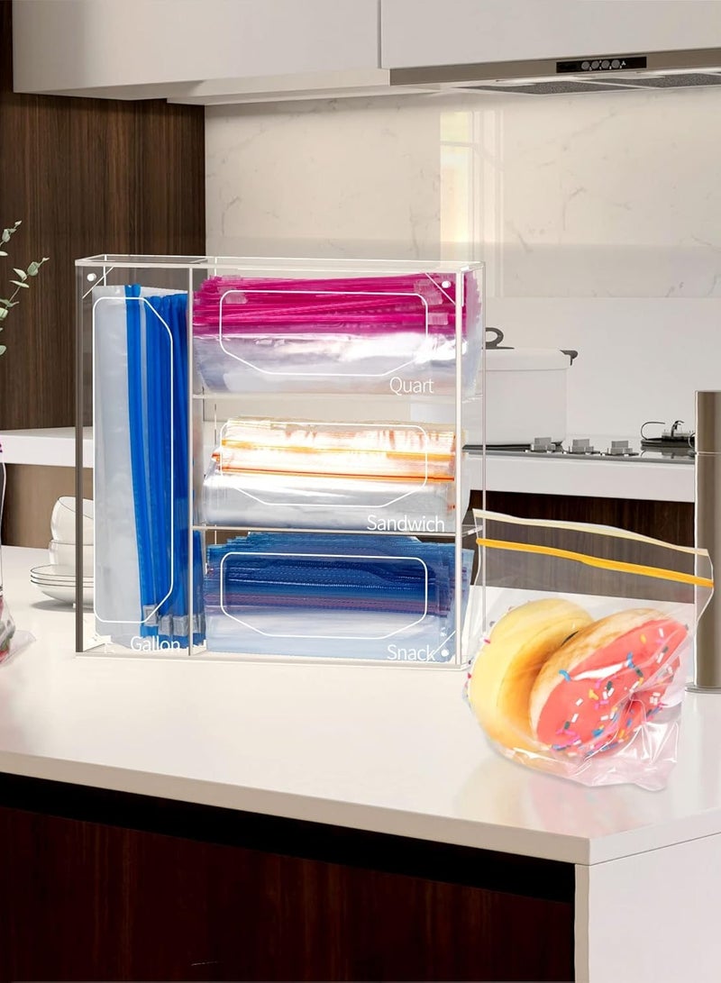 TPGP Bag Storage Organizer, Acrylic Baggie Organizer, Compatible With Gallon, Slide Quart, Sandwich, and Snack Bags (Hexagonal Opening, Clear)  - Image 5