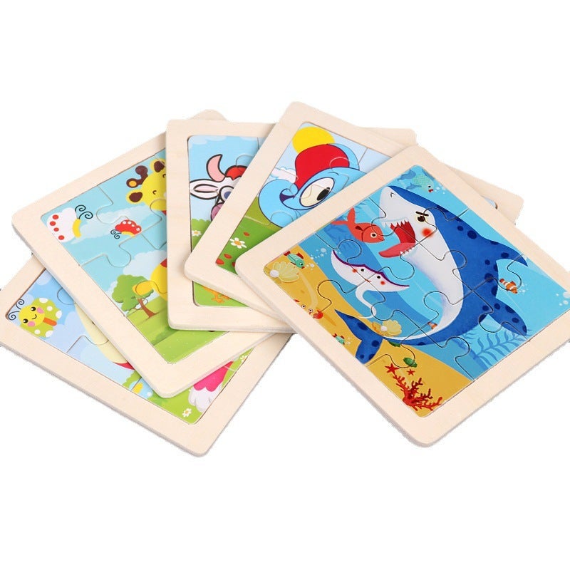 Children'S Puzzle Kindergarten Baby Wooden Creative Cartoon Animal Puzzle 2-3-6 Years Old Educational Early Education Small Toys - Image 4