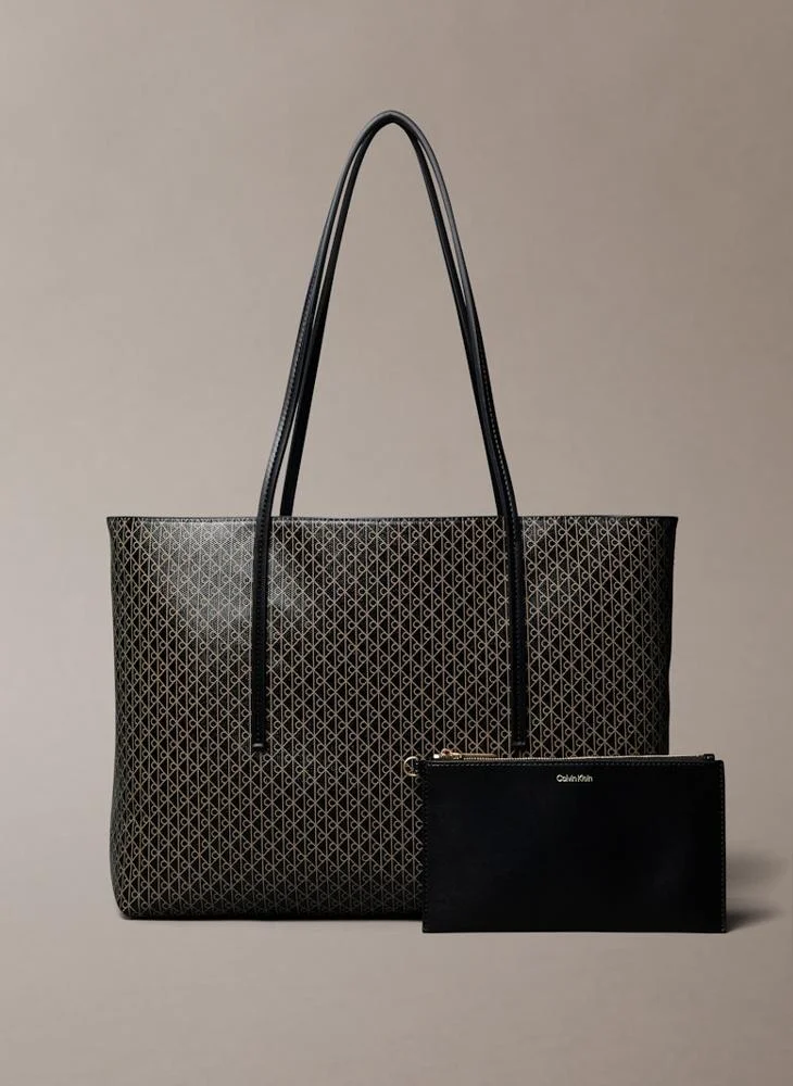 CALVIN KLEIN Aop Pouch On Strap Tote Bag
