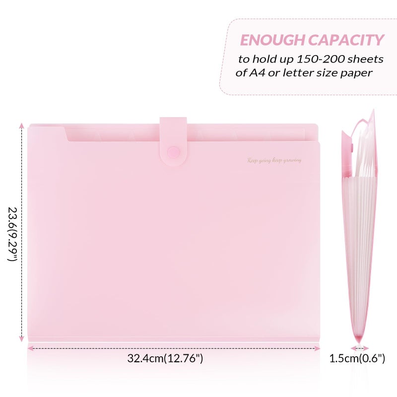 SKYDUE Pink Accordion File Organizer, Expanding File Folder with 8 Pockets, Expandable Document Paper Receipt Organizer, Letter/A4 Size Filing Folder School Office Supplies - Image 4