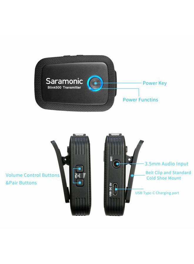 Saramonic نظام ميكروفون لافاليير لاسلكي فائق الصغر 2.4GHz Blink500 B5 مع جهاز استقبال USB-C للتوصيل والتشغيل لأجهزة أندرويد - Image 4