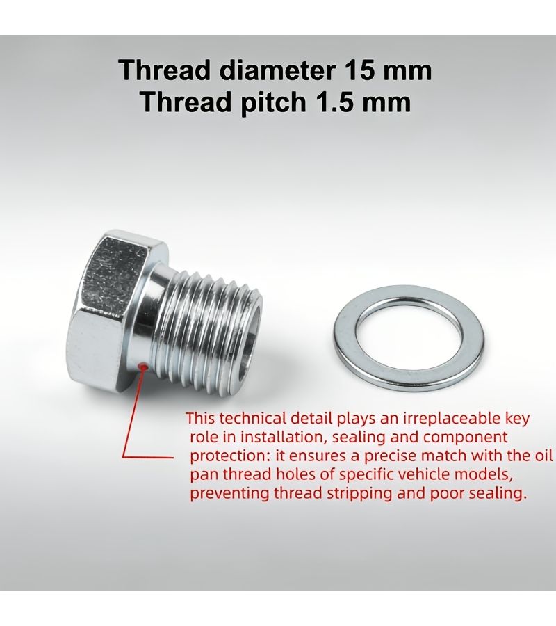 M15x1.5 Hexagonal Aluminum Sealing Plug Carbon Steel Galvanized Hydraulic Oil Plug Drain Screw - Image 2