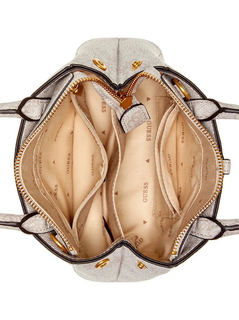 GUESS G James Logo Satchel Denim Logo Crossbody Bag Camera bag White - Image 4