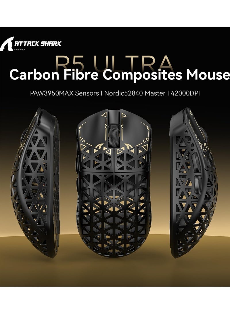 Attack Shark R5Ultra 8K Carbon Fiber Wireless Gaming Mouse with 42,000 DPI -PAW3950 MAX Sensor -39g Ultra-Lightweight -Nordic52840 -Wired/BT/2.4GHz Wirelss Programmable Mouse for PC/Mac - Image 5