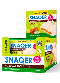 Snaq Fabriq Snaqer Protein Cookie with Pistachio & Caramel No Sugar Added 10x45g  - Image 1