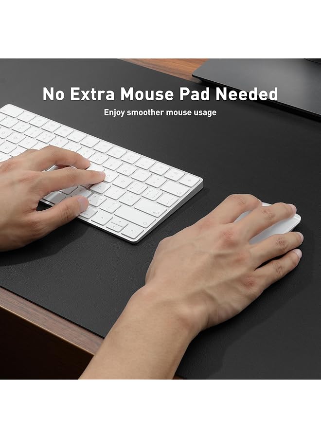 إيروريكس واقي وسادة مكتب من الجلد، وسادة ماوس، حصيرة مكتب، غير قابلة للانزلاق، من الجلد الصناعي، وسادة مكتب كمبيوتر محمول، وسادة كتابة مقاومة للماء للمكتب والمنزل، أسود 31.5 بوصة × 15.7 بوصة - Image 4