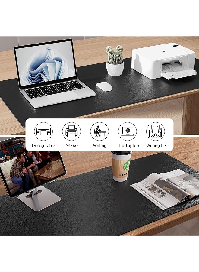 إيروريكس واقي وسادة مكتب من الجلد، وسادة ماوس، حصيرة مكتب، غير قابلة للانزلاق، من الجلد الصناعي، وسادة مكتب كمبيوتر محمول، وسادة كتابة مقاومة للماء للمكتب والمنزل، أسود 31.5 بوصة × 15.7 بوصة - Image 5