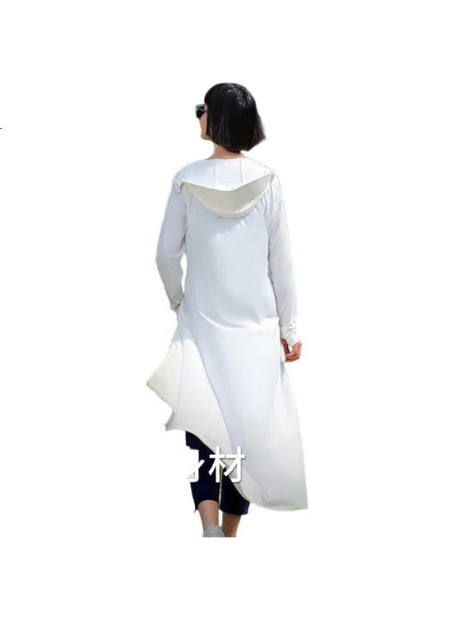 Vvc Sun Protection Clothing For Women, Summer Long Ice Silk Cool-Feeling Uv-Resistant Jacket, Fashionable Travel Shawl, Glacier White - Image 1