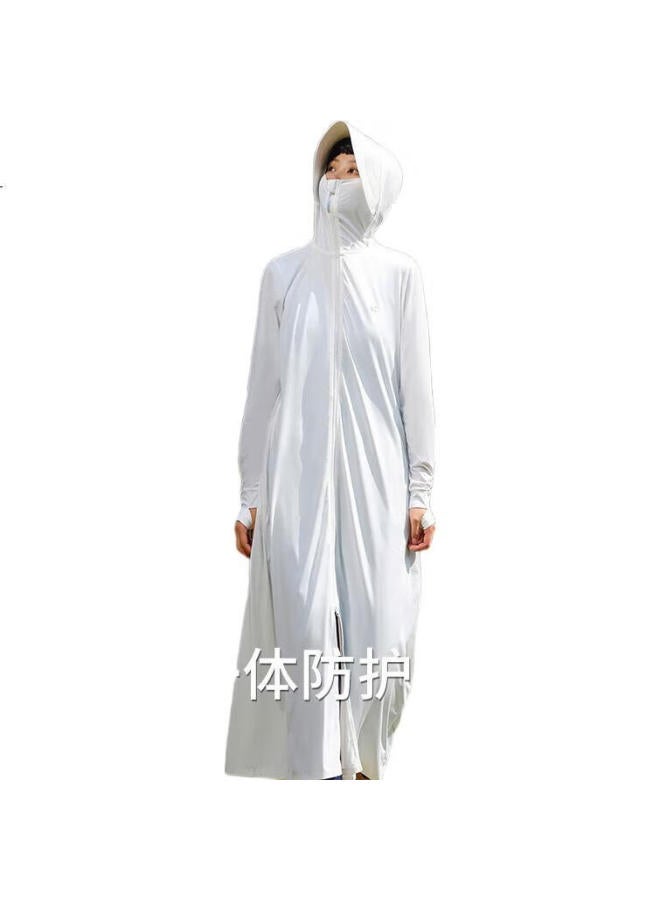 Vvc Sun Protection Clothing For Women, Summer Long Ice Silk Cool-Feeling Uv-Resistant Jacket, Fashionable Travel Shawl, Glacier White - Image 3