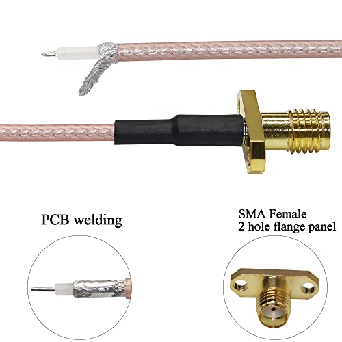 TUOLNK SMA Flange to PCB Solder Pigtail SMA Female 2 Hole Panel Mount to PCB Welding WiFi Antenna Extension RG316 6inch(15cm) Soldering Coaxial Coax Cable 2 Pack - Image 2