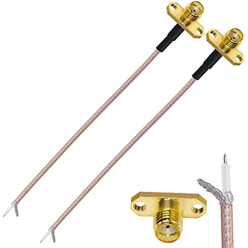 TUOLNK SMA Flange to PCB Solder Pigtail SMA Female 2 Hole Panel Mount to PCB Welding WiFi Antenna Extension RG316 6inch(15cm) Soldering Coaxial Coax Cable 2 Pack - Image 1