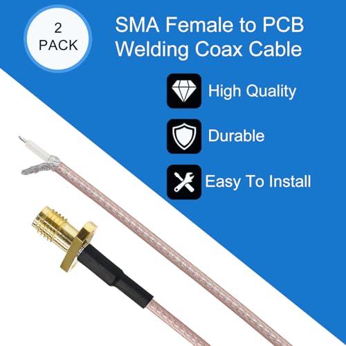 TUOLNK SMA Flange to PCB Solder Pigtail SMA Female 2 Hole Panel Mount to PCB Welding WiFi Antenna Extension RG316 6inch(15cm) Soldering Coaxial Coax Cable 2 Pack - Image 3