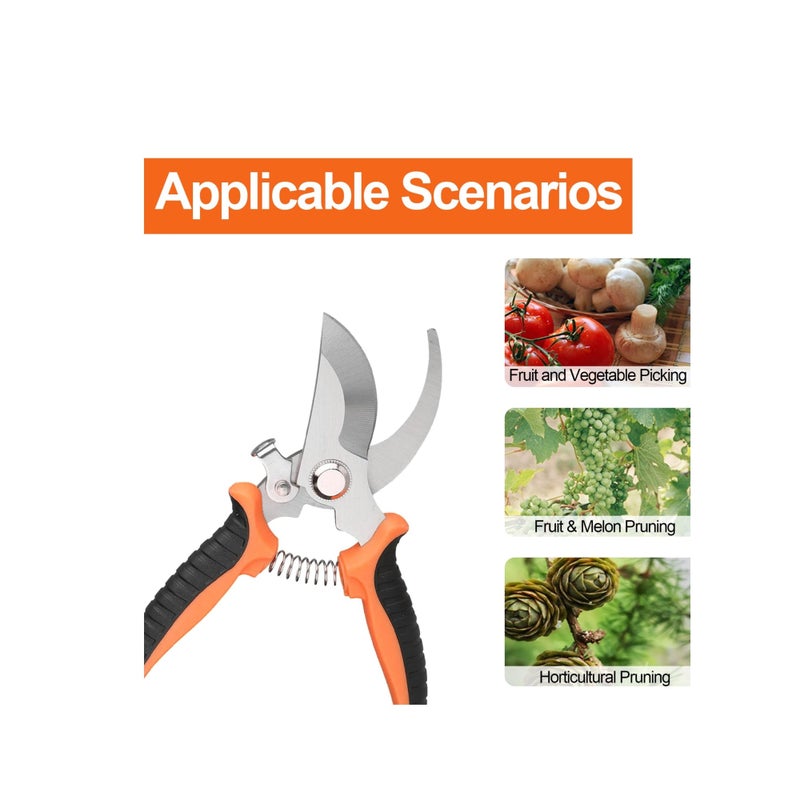 Barakah مقص تقليم، مقص يدوي منحني لحديقة، مقصات حديقة من الفولاذ المقاوم للصدأ، مقصات تقليم احترافية بمقابض مزودة بنابض، للنباتات، والأسوار، والزهور - Image 5