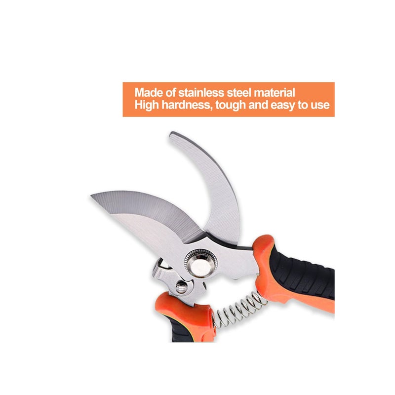 Barakah مقص تقليم، مقص يدوي منحني لحديقة، مقصات حديقة من الفولاذ المقاوم للصدأ، مقصات تقليم احترافية بمقابض مزودة بنابض، للنباتات، والأسوار، والزهور - Image 4